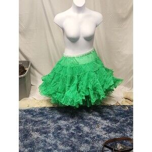 Green Ruffled Square Dance  Tiered Skirt - Women